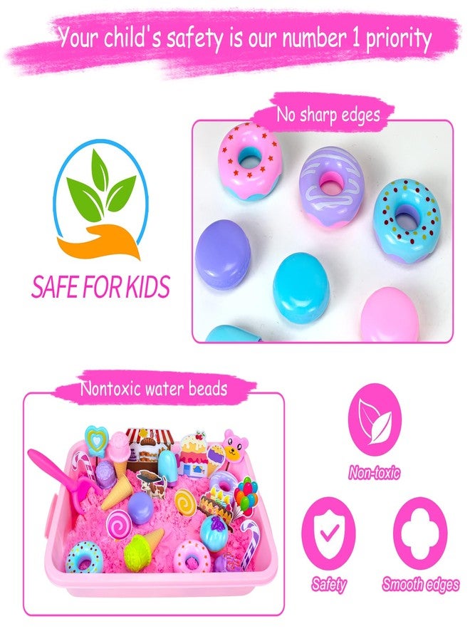 Bloolilies Sensory Bin, Ice Cream Play Sand Set with Magic Sand Toy for Kids, Ice Cream Toys Molds and Cleaning Tools Sandbox with Lid Sand Art Kits for Girls Toddlers Birthday Valentines Gifts - Image 4